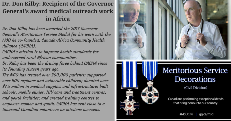 CACHA Founder Dr. Don Kilby Receives Governor-General’s Award 